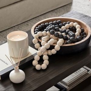 SOLD! Black Pottery Barn Wooden Bead Garland New